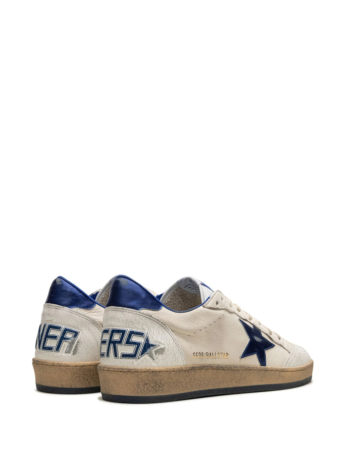 Golden Goose Ball Star Trainers in White Nappa with Blue star and Heels tab