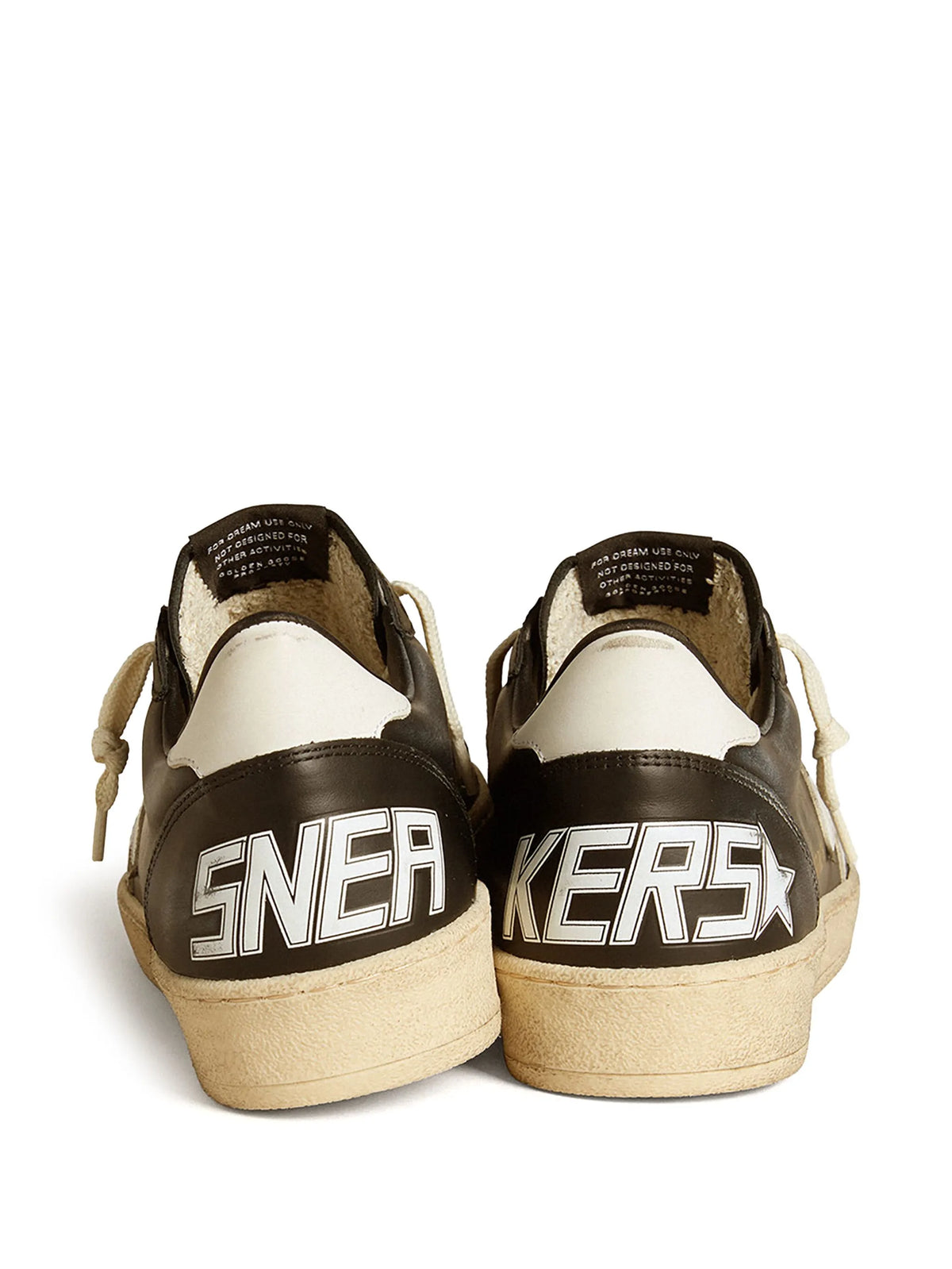 Golden Goose Ball Star Trainers in Black Nappa with White Leather Star and Heels tab