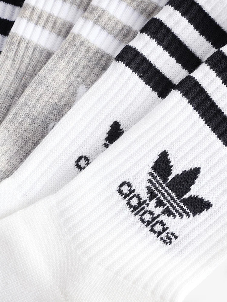 adidas Originals Black/Grey/White Mid Cut Crew Socks FOOT WEAR