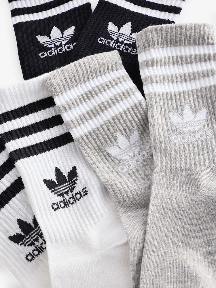 adidas Originals Black/Grey/White Mid Cut Crew Socks FOOT WEAR