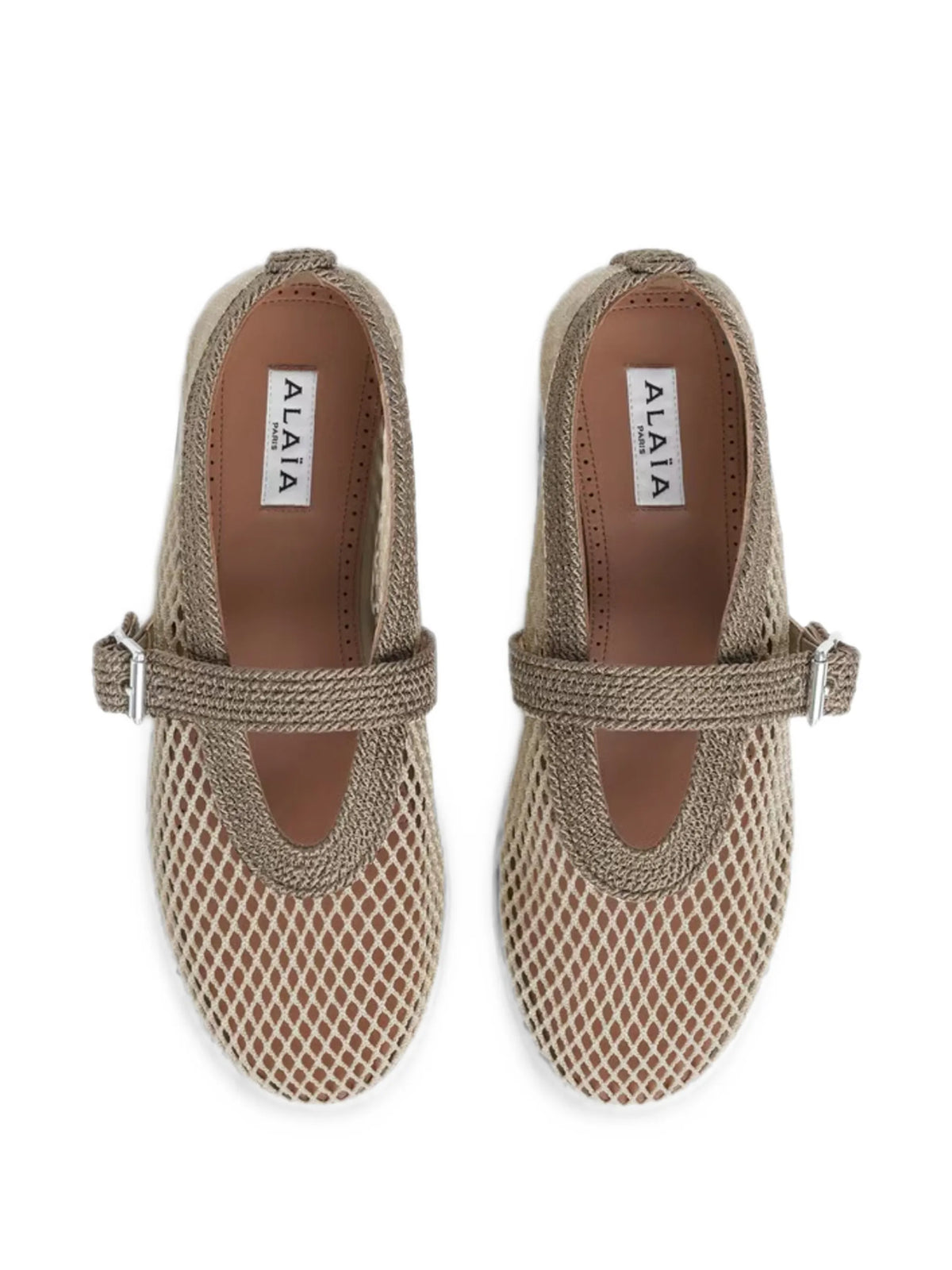 Alaïa Ballet Flats in Fishnet and Satin Cord